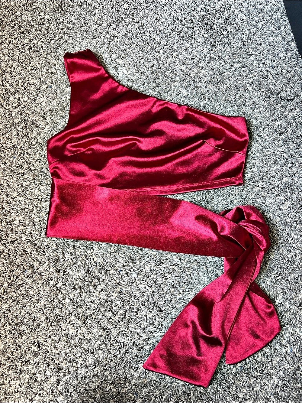 Blue Blush One Shoulder Wrap Crop Top Pink